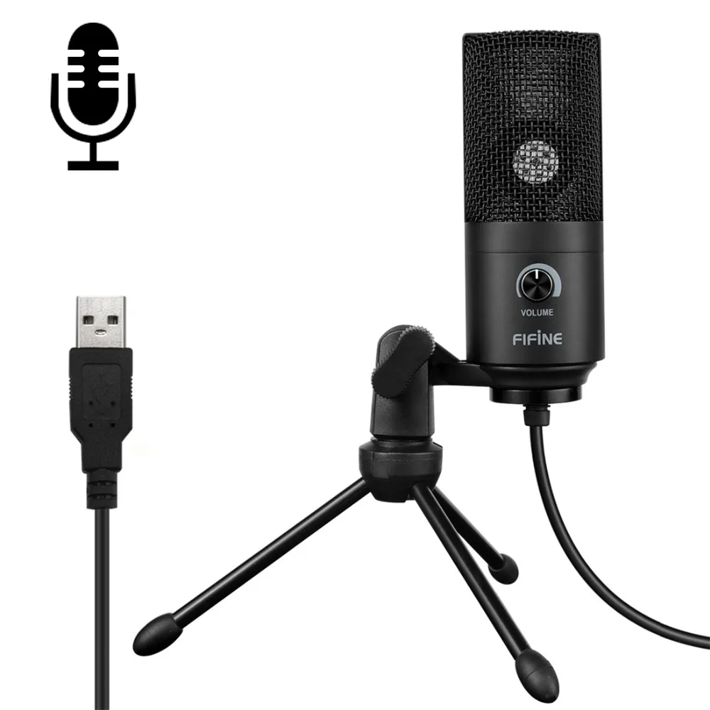 HAWEEL 5 В USB проводной аудио Микрофон конденсаторный запись Совместимость с ПК и Mac для прямой трансляции, шоу, KTV