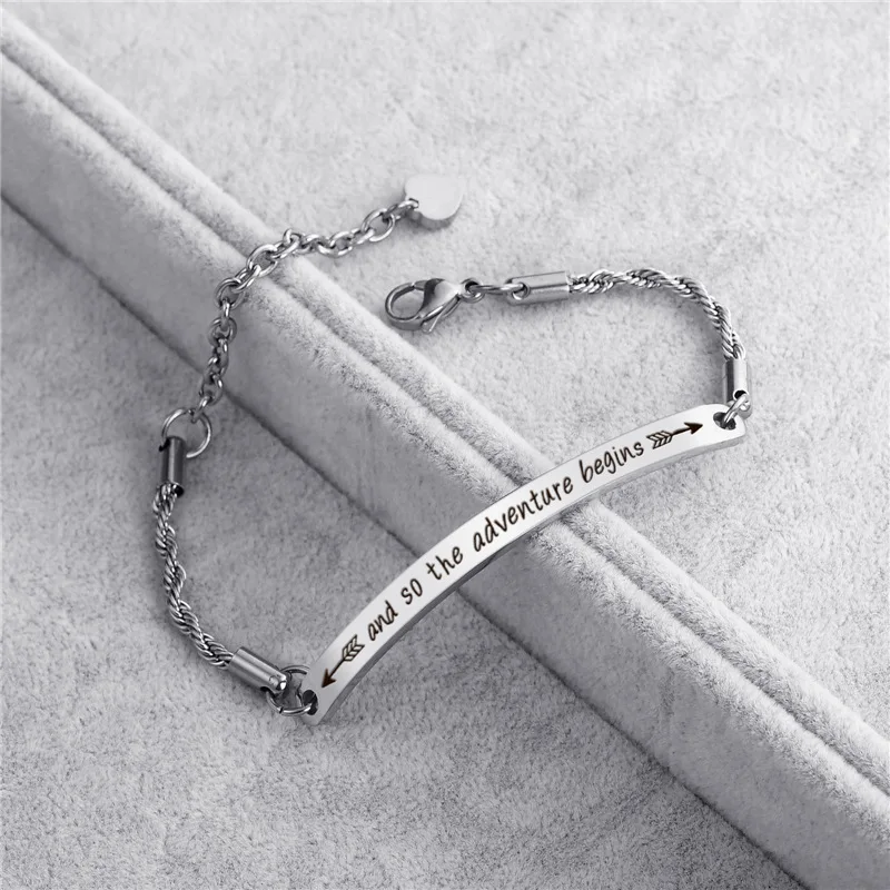 

Stainless Steel Women's Bracelets Jewelry Silver/Rose Gold Link Bracelets with Arrow Pattern and Inspiration Quote