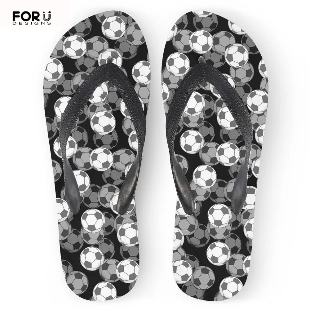 

FORUDESIGNS Soccer Pattern Home Slippers for Women Casual Flats Summer Flip Flops Fashion Bottom Rubber Ladies Flipflops Sandals