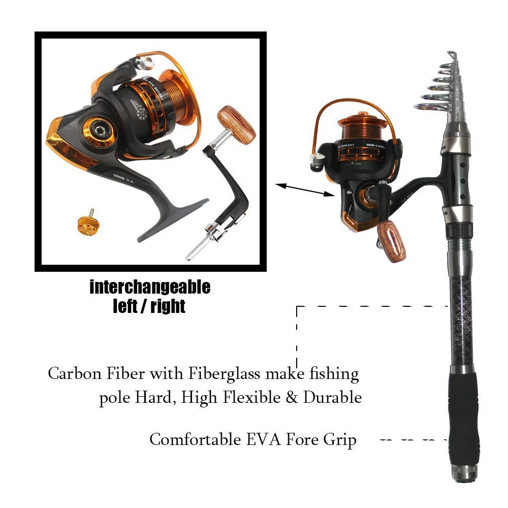 Fishing Rod Combo And Reel Full Kit Carbon Fiber Telescopic Spinning Portable Fishing Pole With Line Lures Hooks Fishing Bag Fishing Rod Combo And Reel Full Kit Carbon Fiber Telescopic Spinning Portable Fishing Pole With Line Lures Hooks Fishing Bag