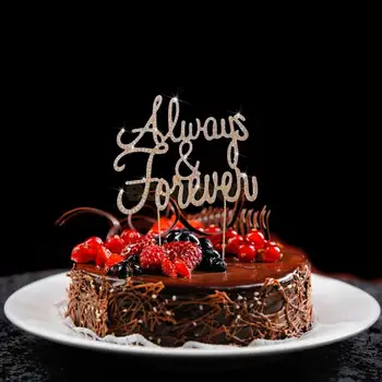 

Always and Forever Wedding Anniversary Glitter Crystal Cake Toppers