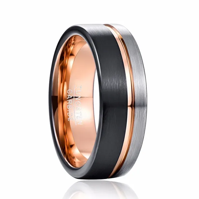 Men 8mm Tungsten Ring Black Rose Gold Wedding Band Engagement Ring Men S Party Jewelry Bague Homme Engagement Rings Aliexpress