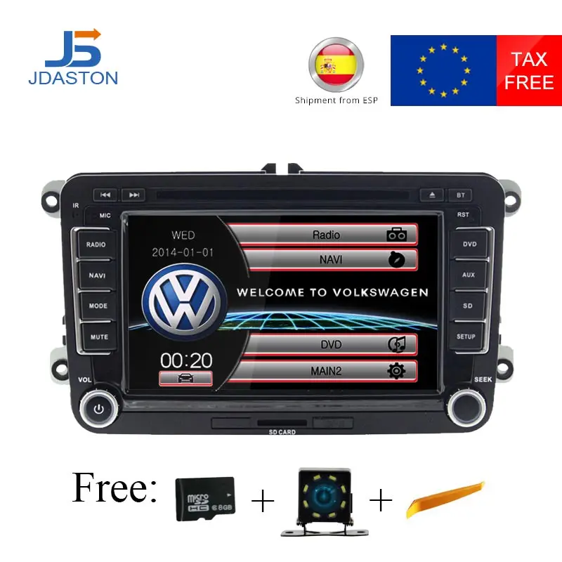 JDASTON 2 DIN 7 Inch Car DVD GPS Radio For Skoda Volkswagen VW Passat B6 Polo Golf 4 5 Touran Sharan Jetta Caddy T5 Tiguan Bora