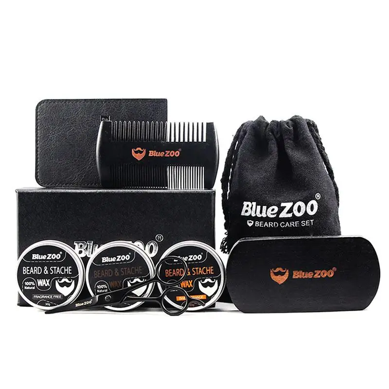 

BellyLady 7pcs/set Male Beard Care Set Beard Cream,Comb , Brush ,Scissors , Beard Comb Storage Bag