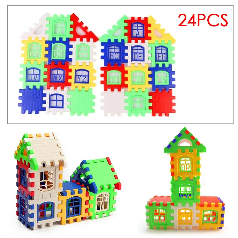 

24Pcs Children Puzzle Inserted Plastic Building Blocks Assembled Blocks Kindergarten Kids Preschool Birthday Toys 88 M