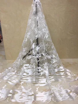 

11 colors (5yards/pc) pure white African French net lace fabric with delicate embroidery and sequins for party dress FLZ930