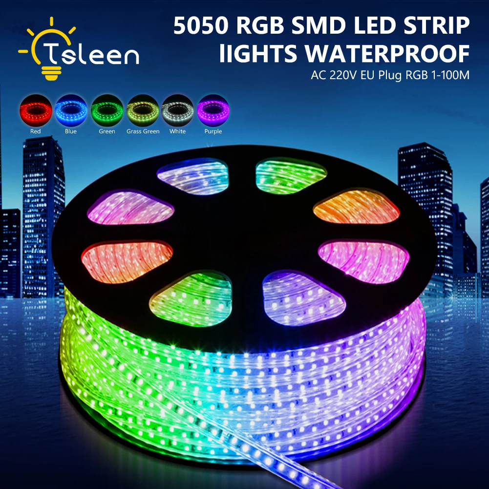 

TSLEEN LED Strip 5050 RGB Flexible Light TV Background Lighting Navidad RGBW LED Strip Tape IP67 Waterproof EU Controller Lights