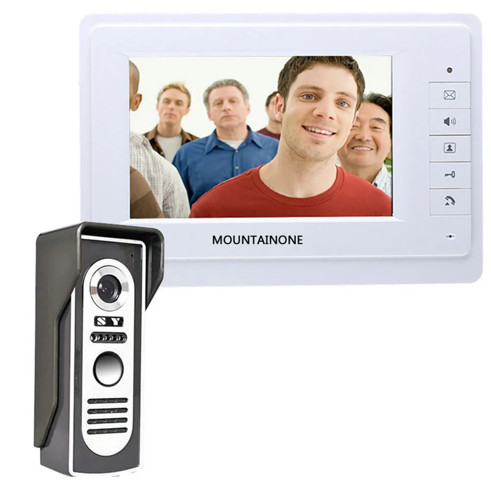 Mountainone com Fio Sistema de Interfone Telefone da Porta Lcd a Cores com à Prova Vídeo Dwaterproof Água Digital Campainha Câmera Visualizador Visão Noturna ir 7