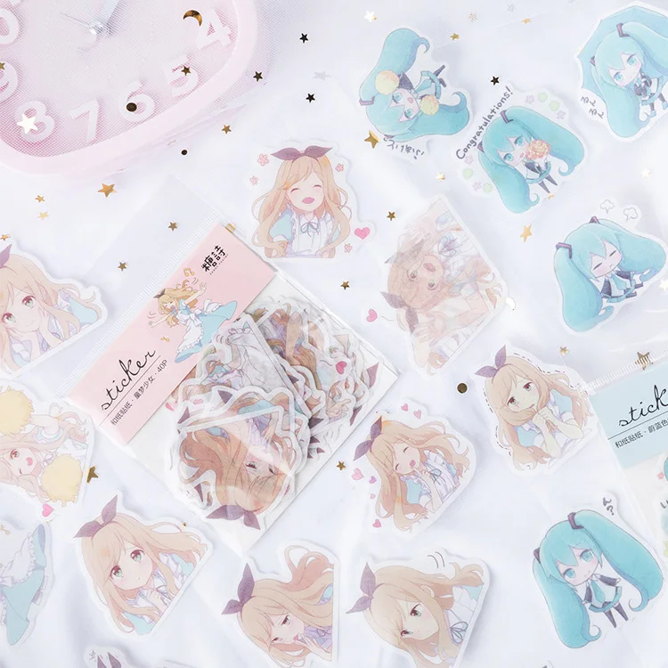 

Mohamm Kawaii 1905 Girl Series Cute Sticker Custom Stickers Diary Scrapbooking Stationary Flakes Scrapbook Stickers