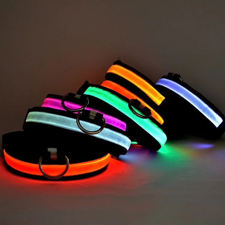 

Hot LED Dog Cat Collar Nylon Glow Flashing Light Up Night Safety USB Rechargeable Luminous Puppy Collars Pet Supplies MD