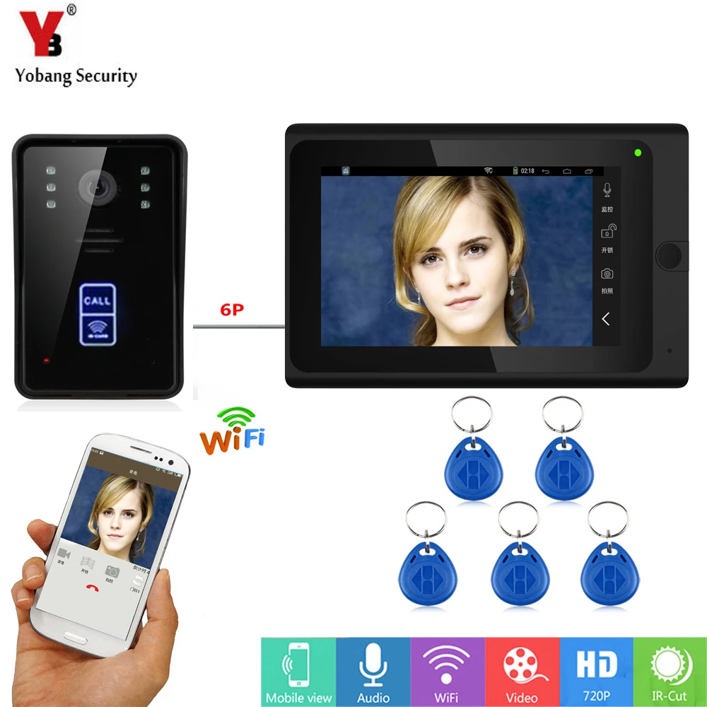

YobangSecurity APP Control RFID Video Intercom 7 Inch Monitor Wifi Wireless Video Door Phone Doorbell Speakephone Intercom KIT