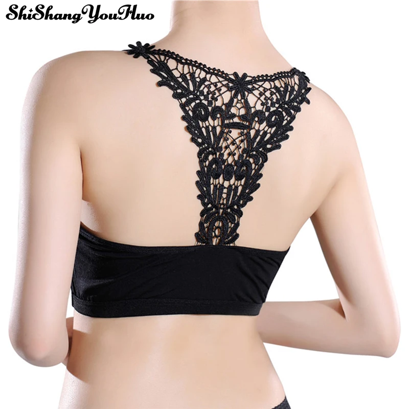 

Sexy Women Lace Back Bralette Crop Tank Tops Bra Bustier Padded Seamless Strapless Bra Cropped Feminino Sujetador Blusa Bh Sutia