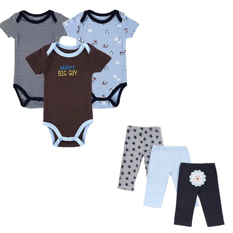 6 Pcslot 2016 Toddler Baby Clothing Sets Summer Outfits Baby's Sets Print Baby Romper Pants Lovley Boy Girl Baby Clothes Set (2)