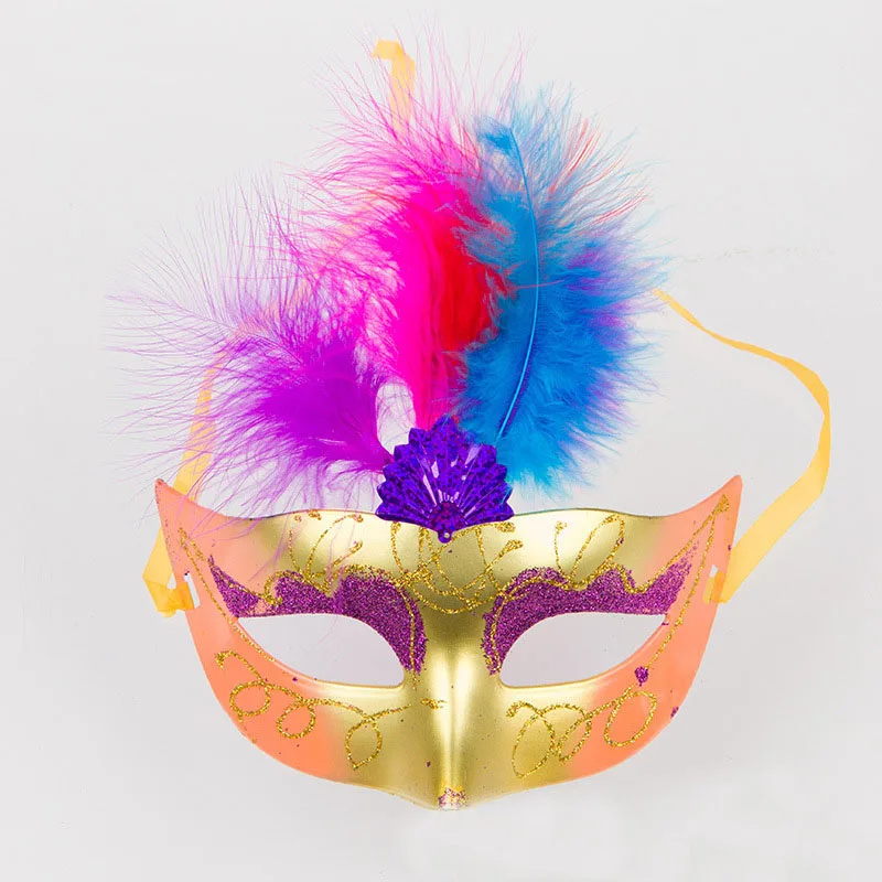 Свет маска с перьями Хэллоуин маскарад Half-лицо венецианские маски платье для танцев на шнуровке вечерние маску 100 шт./лот