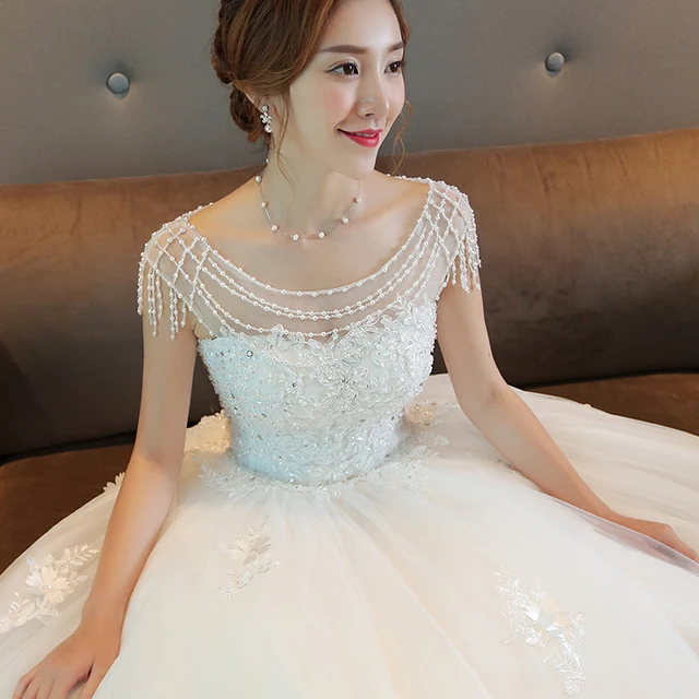 Luxury Bride Plus Size Slim White Maternity Wedding Dress Elegance Luxury Bride Plus Size Slim White Maternity Wedding Dress Elegance Pearls Sleeves Decoration Floor Length Princess