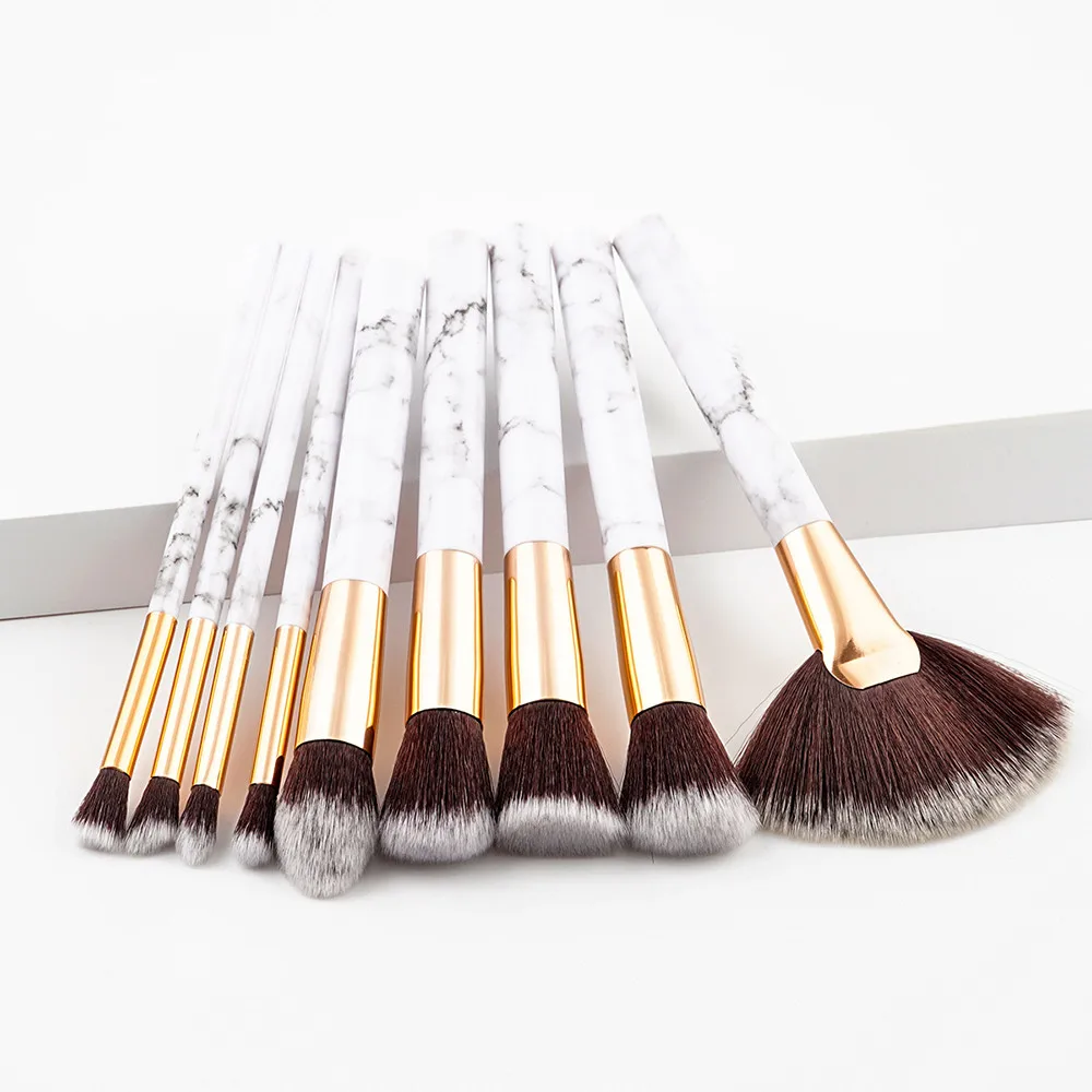 9pcs Marble Cosmetic Makeup Brush Blusher Eye Shadow Brushes Set Kit Makeup brush sets Marble Nylon