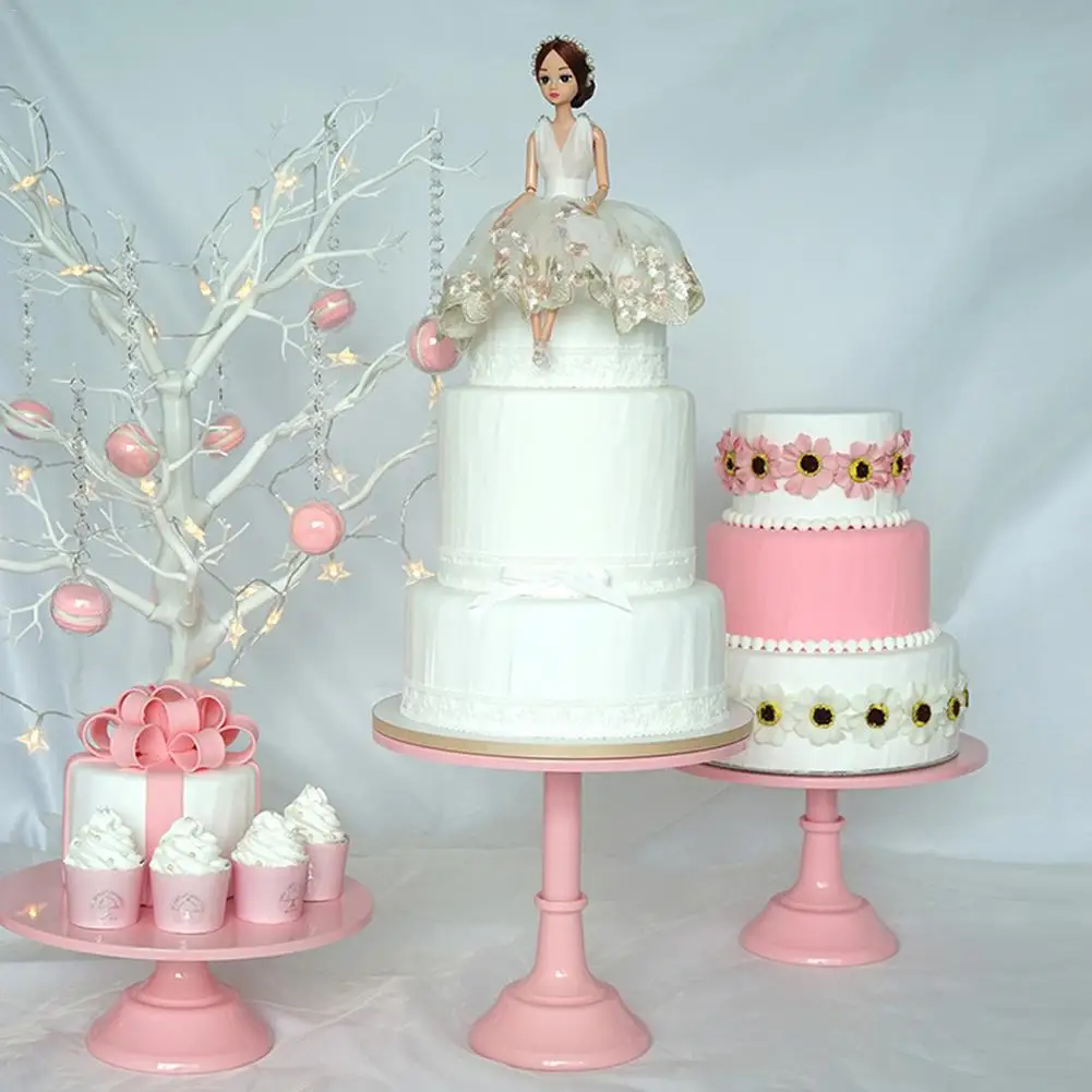 

Round Cake Stand Pink Wrought Iron Exquisite Cake Rack Base Dessert Stand Round Cake Display Wedding Birthday Cupcake Holder