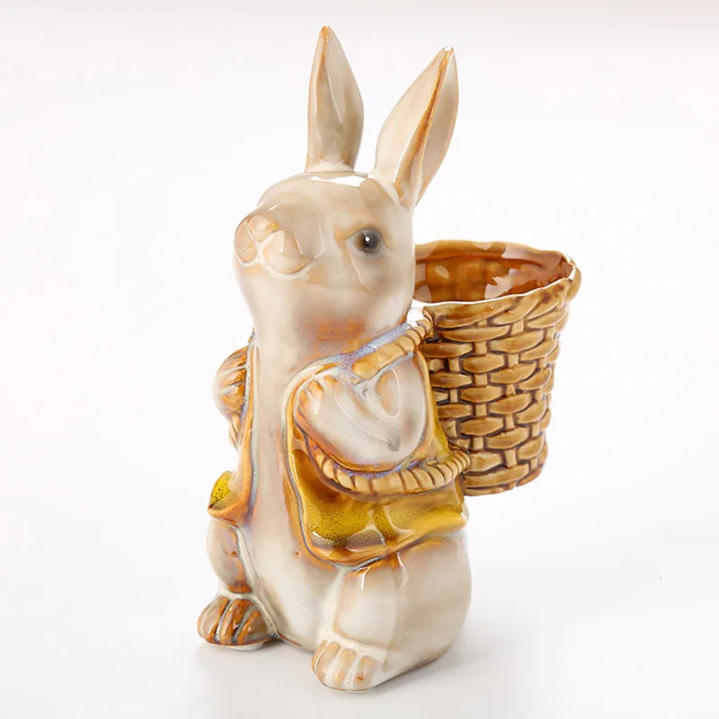 Керамическая художественная корзина кролик милая Модель Корзина клубника Кролик Рюкзак для украшения дома стол Спальня драгоценный подарок