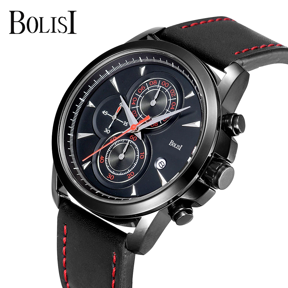 

BOLISI Men Sport Leather Quartz Waterproof Wristwatch Brand Luxury Fashion Mens Watches Analog Military Watch Relogio Masculino