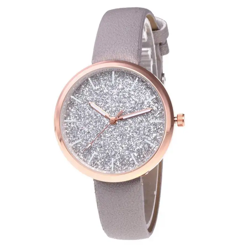 

Women Simple Starry Watch PU Leather Strap Watch Casual Simple Quarts Movement Watches Wristwatch
