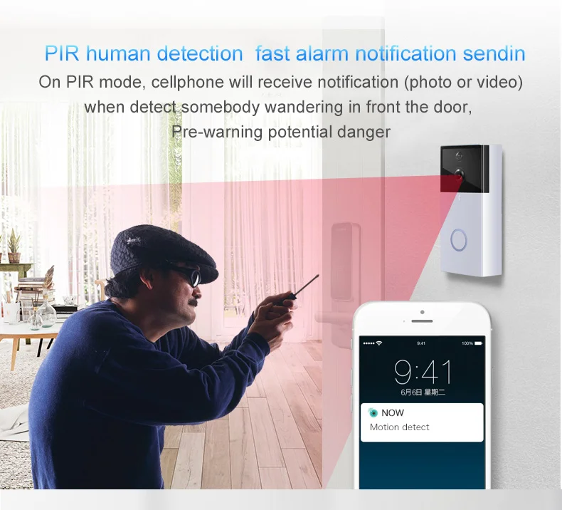 ELAF Wireless HD IP Doorbell IR Night Vision Home Security Doorbell Low Power Video Door Phone Smart Remote Monitoring Camera