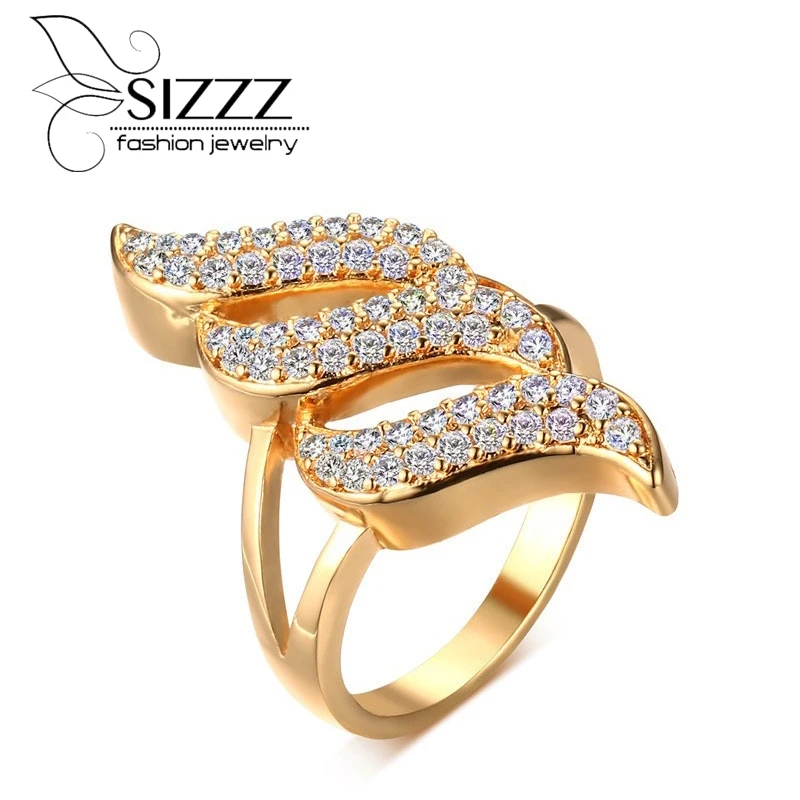 

SIZZZ Women Bling Cubic Zirconia Cocktail Statement Ring Band Unique Bride Jewelry
