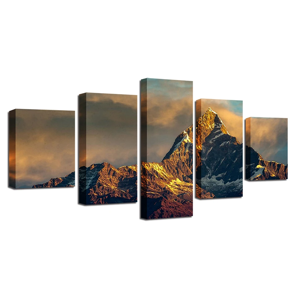 Canvas-HD-Prints-Posters-Living-Room-Wall-Art-Modular-Pictures-5-Pieces-Snow-Mountains-Landscape-Paintings (3)