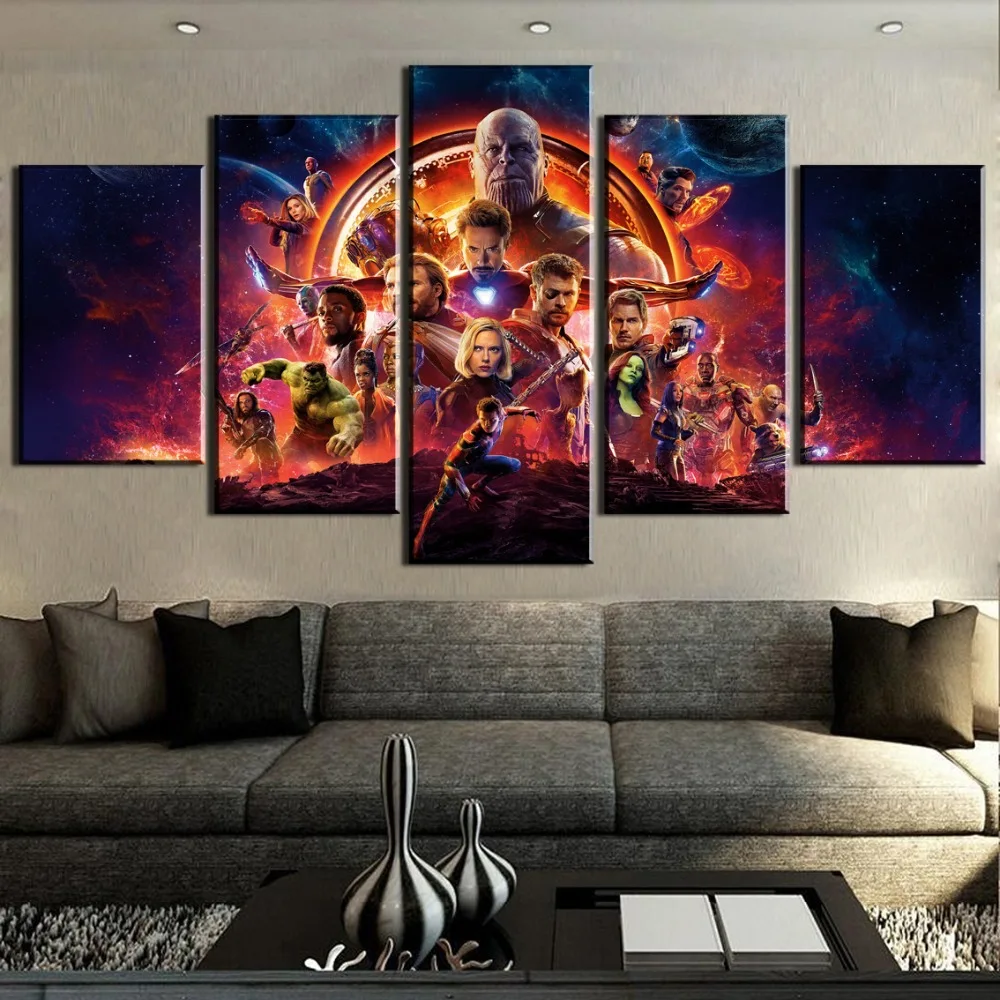 

New 5 Pieces HD Print Large Avengers Infinity War Movie Poster Paintings on Canvas Wall Art for Home Decorations Wall Decor