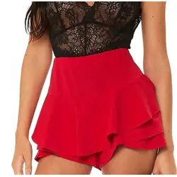 WOMAIL 2019 горячая Распродажа модные привлекательные женские платье с оборками жабо шорты Чистый Красный Высокая талия мини юбка шорты W20412