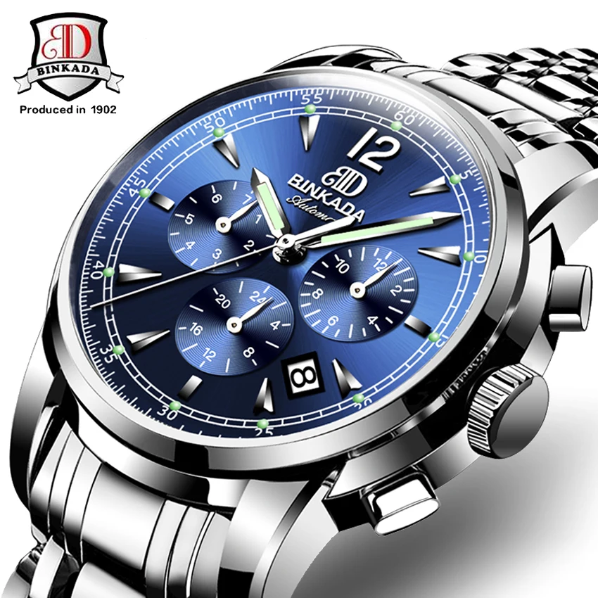

Watches Men Original BINKADA Automatic Watches Relogio Masculino Luxury Brand Waterproof Mechanical Watches Fashion Wristwatch