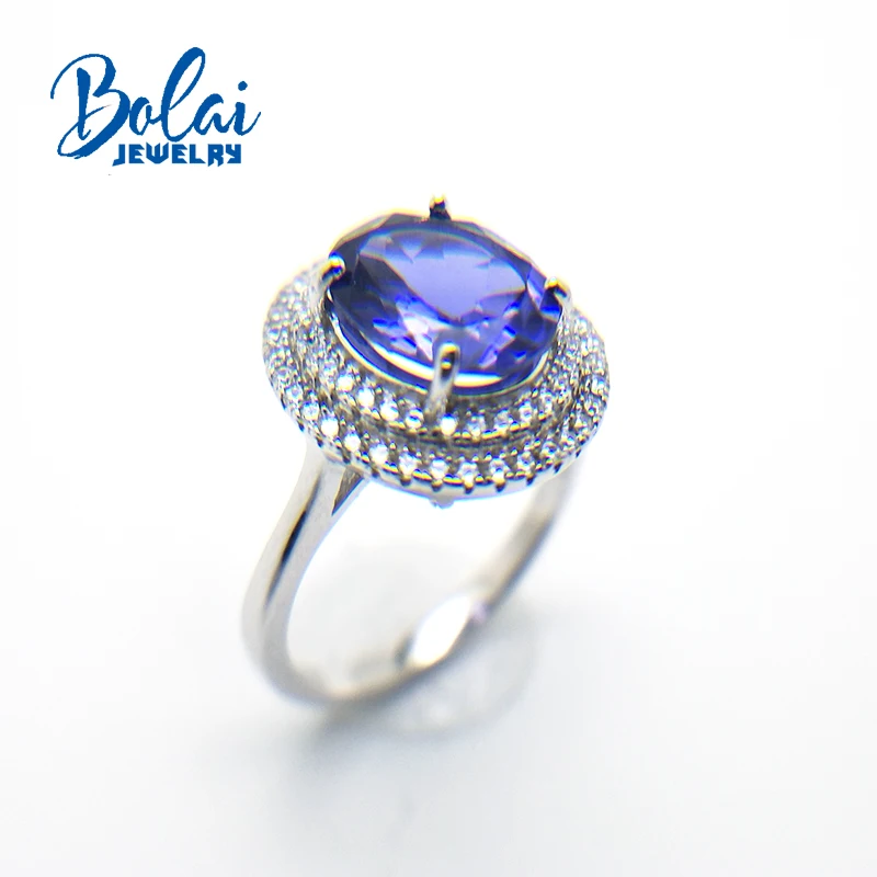 Bolaijewelry, серебро 925 пробы с нано синим танзанитом драгоценным камнем кольцо для женщин классический дизайн