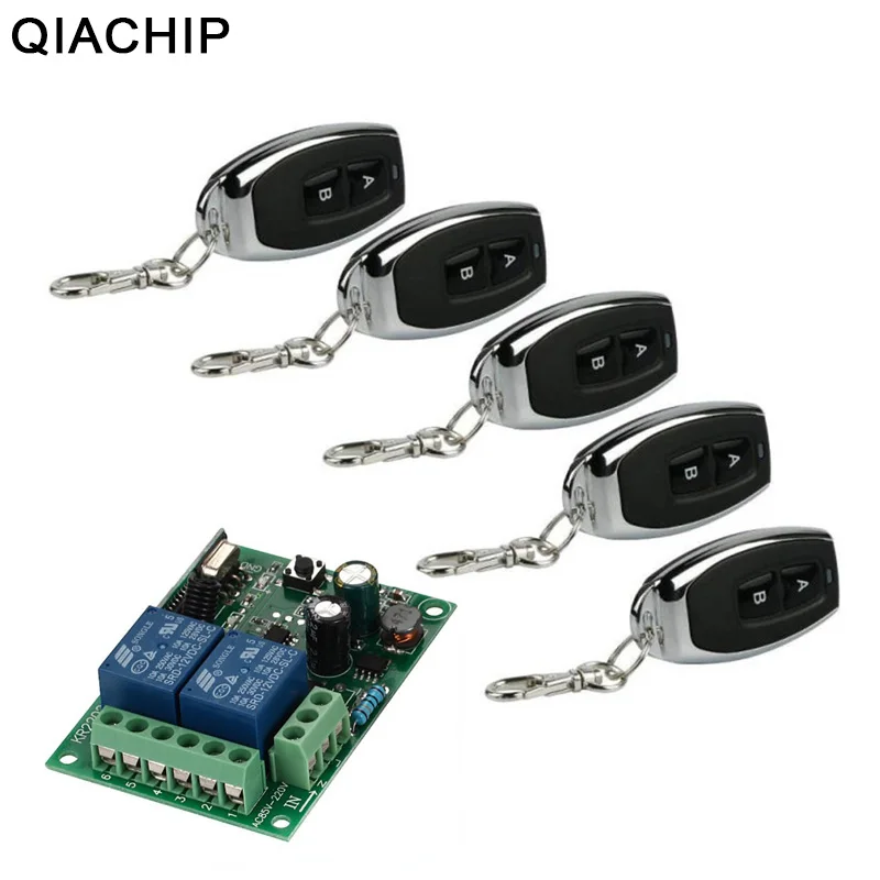 

QIACHIP 433MHz Universal Remote Control Switch 220V 2CH Code 1527 Transmitter Remote Control RF Relay Receiver For Light Switch