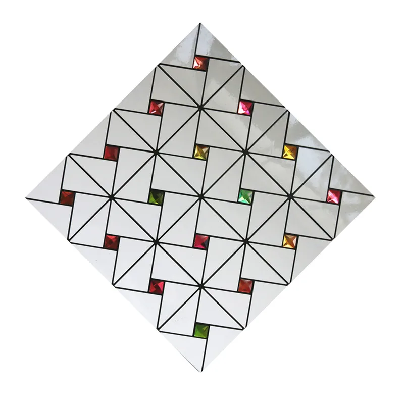

DIY self-adhesive mosaic wall stickers high quality Metal triangular self adhered mosaic shiny Bar counter wallpaper mirror tile