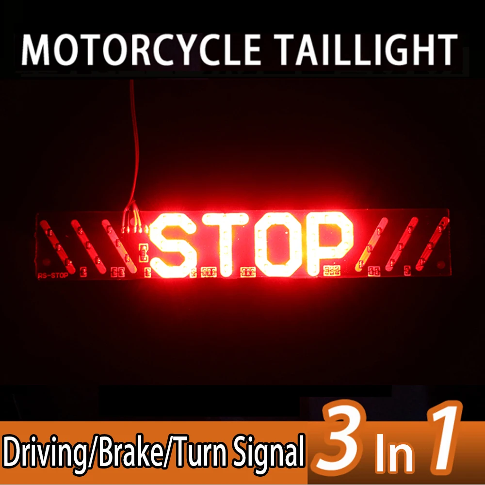 

Waterproof Flexible Motorcycle Rear Tail Light Turn Signal Brake Stop Lamp DRL License Plate Light