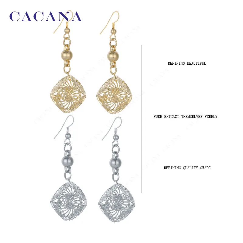 CACANA Dangle Long Earrings For Women CZ Within Cube Top Quality Bijouterie Hot Sale No.A437 A438