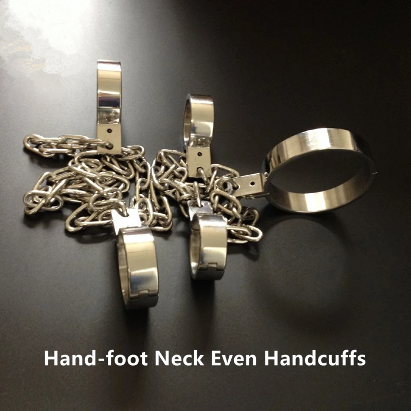stainless steel Hand-foot Neck Handcuffs chain bdsm bondage restraints toys the game fetish erotic toys adult sex toys for men cross handcuffs withlock bdsm bondage restraints sexy toys handcuffs lock fetish slave sex game erotic toys adult