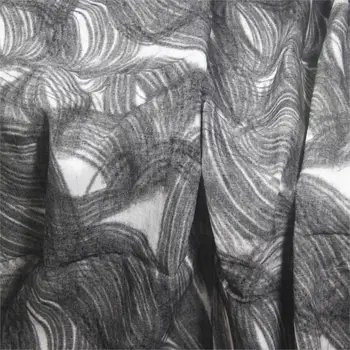 

High quality ramie sewing fabric Hand tie-dyed black and white material Advanced customized gowns and trousers fabric