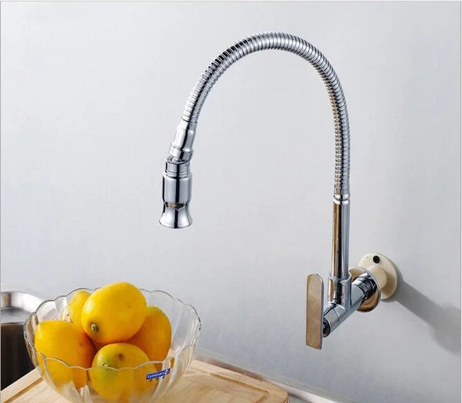MTTUZK цельный латунный бортике универсальный кухонный одинарный кран для холодной воды с одним отверстием водопроводный кран 360 Вращающийся кухонный кран - Цвет: wall mounted