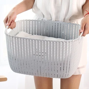 

3 Size New Plastic Weaving Rattan Basket Laundry Organizer Bathroom Shower Storage Basket Home Clothing Storage Organizer 1pc