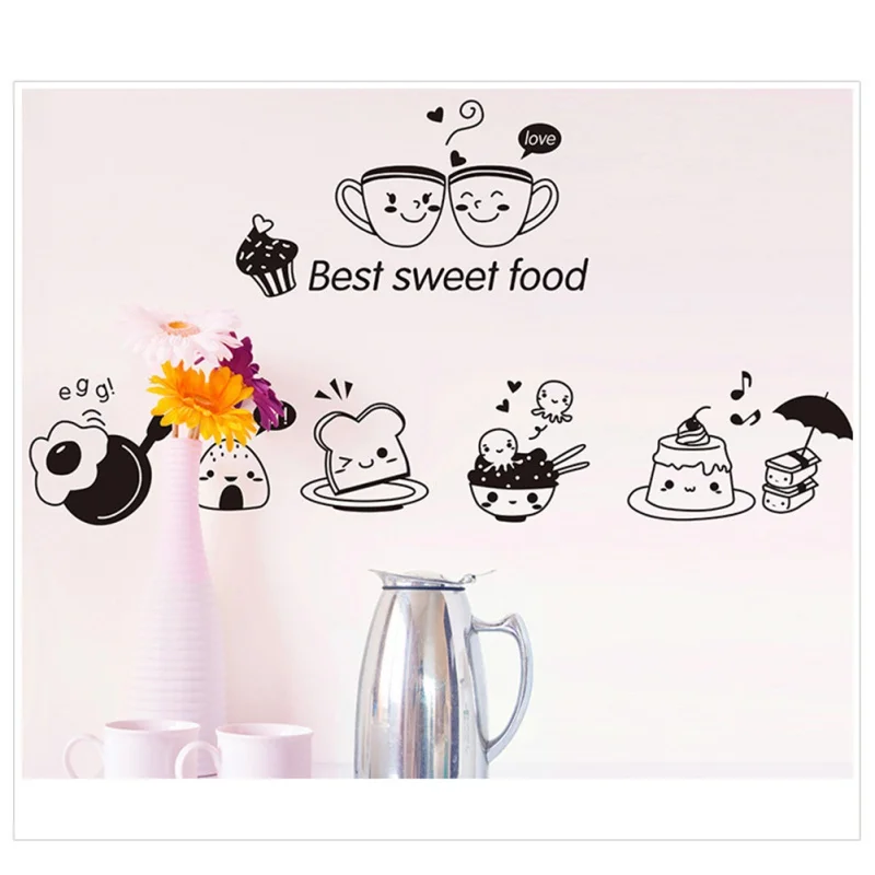 Kitchen Wall Stickers Coffee Sweet Food DIY Wall Art Decal Decoration Oven Dining Hall Wallpapers PVC Wall Decals/Adhesive New