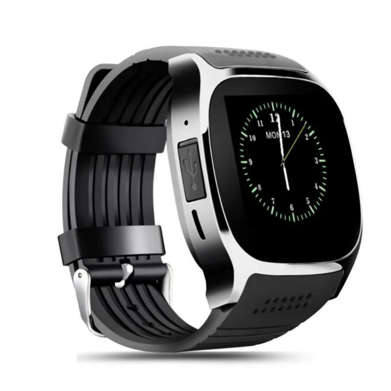 Новые умные Умные Bluetooth спортивные Смарт-часы T8 шагомер для телефона наручные часы Android Поддержка SIM TF карты вызова - Цвет: black