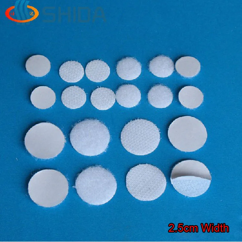 100 Pairs 2.5cm Width White and Black Coins Dots Strong Self Adhesive Nylon Hook Loop Fastener | Обустройство дома