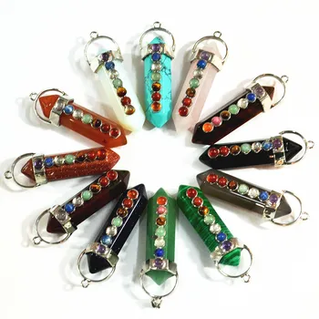 

Mixed Color 7 Primary Chakra Healing Point Onyx Six Angle Hexagon Stone Pendants For Necklace Reiki Beads Handmade Jewelry