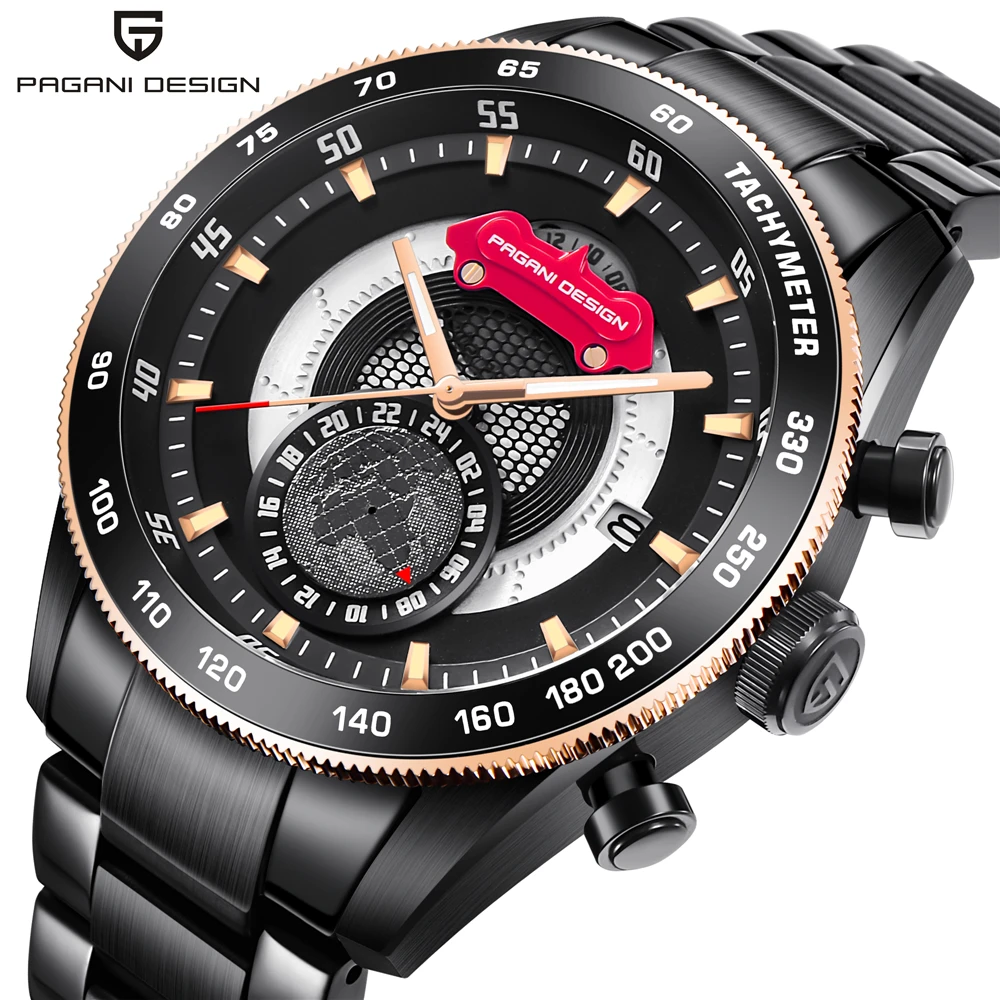 

PAGANI DESIGN New Men Watches Unique Earth Pattern Chronograph Quartz Wristwatches Mens Leather Waterproof Clock erkek kol saati