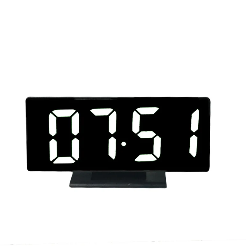 

Brief LED Mirror Clock Multi-function Snooze Time Display Night Table Light LCD Desktop USB Cable Digital Alarm Clock