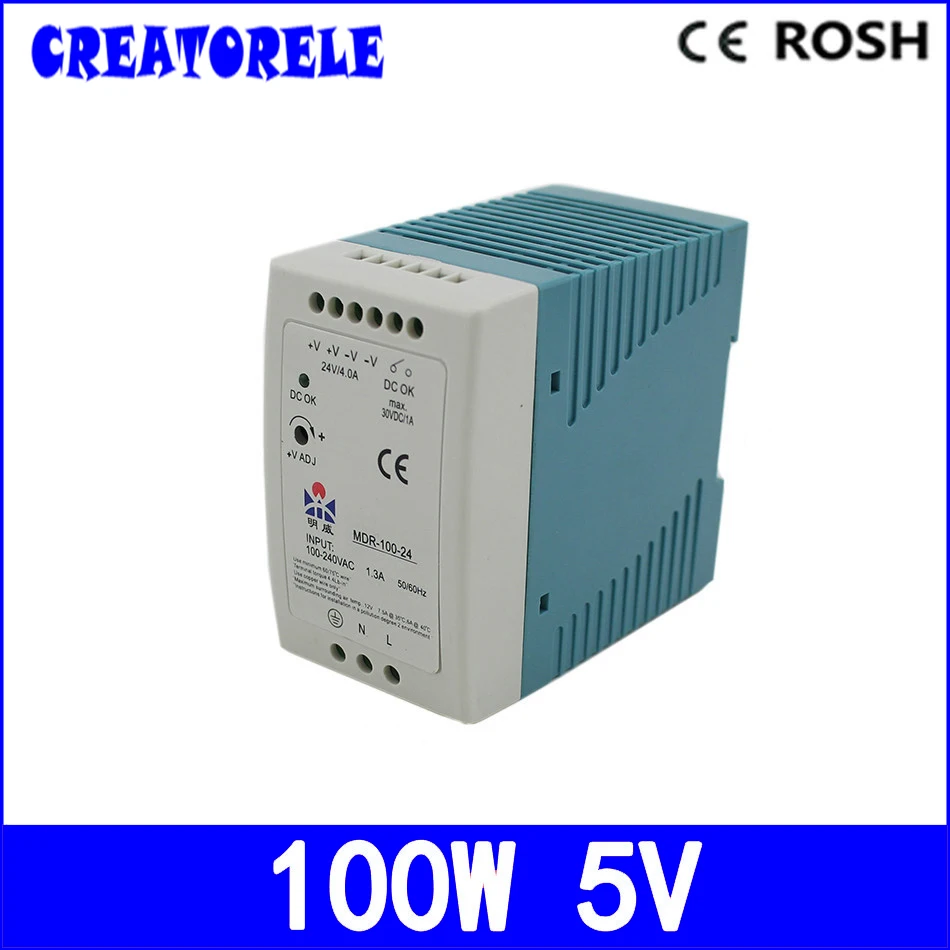 

ac to dc MDR-100-5 100w 5v20A Strip Iight ModuIe DispIay Ied driver source switching power suppIy voIt