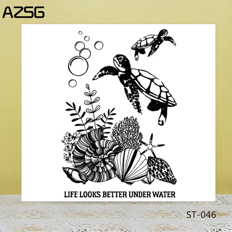 

AZSG Huge sea turtle Clear Stamps For DIY Scrapbooking/Card Making/Album Decorative Silicon Stamp Crafts