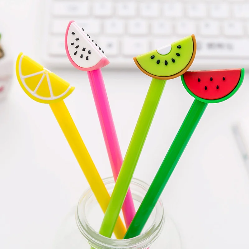 

24 PCs Creative Cute Cartoon Fruit Signature Needle Neutral Student Writing Pen Stationery with Black Pen Kawaii School Supplies