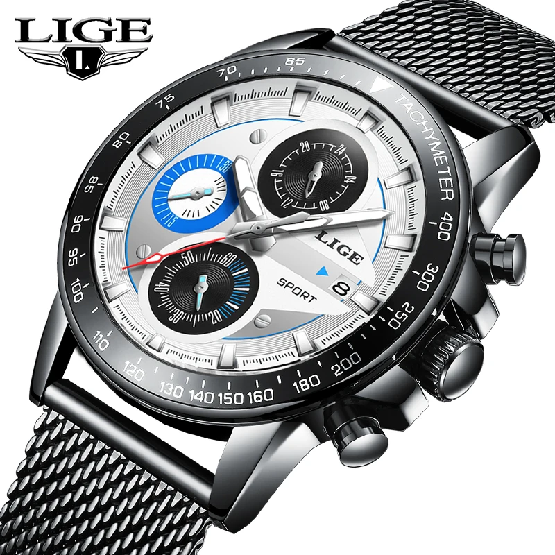 

LIGE Mens Watches Brand Luxury Mens Waterproof Ultra Thin Date Wrist Watch Mens Chronograph Casual Quartz Clock Relogio Masculin