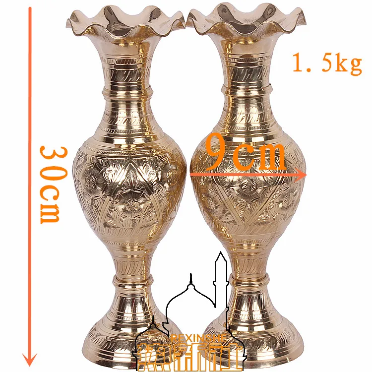 Импортированный из Индии Медный Бронзовый ручной резная ваза особенности подарки предметы интерьера Медная Ваза Для Цветов